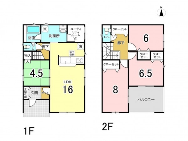 坂井市丸岡町城北、新築一戸建ての間取り画像です