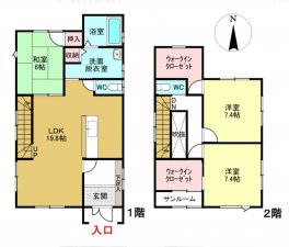 福井市高柳、中古一戸建ての間取り画像です