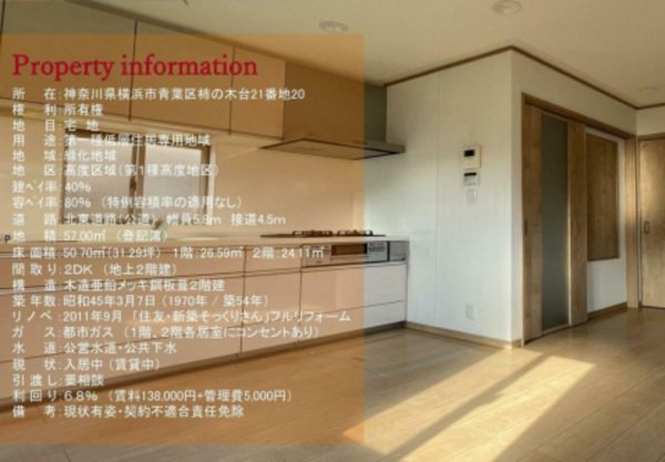 横浜市青葉区柿の木台、中古一戸建てのキッチン画像です