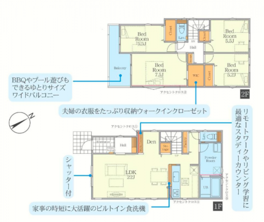 横浜市青葉区奈良町、新築一戸建ての間取り画像です