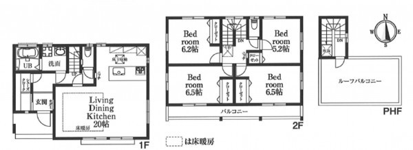 横浜市青葉区大場町、新築一戸建ての間取り画像です