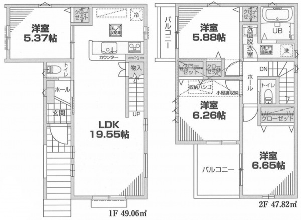 横浜市青葉区田奈町、新築一戸建ての間取り画像です