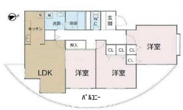 横浜市青葉区榎が丘、マンションの間取り画像です