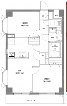 横浜市青葉区藤が丘、マンションの間取り画像です