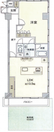 横浜市青葉区青葉台、マンションの間取り画像です