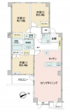 横浜市青葉区新石川、マンションの間取り画像です