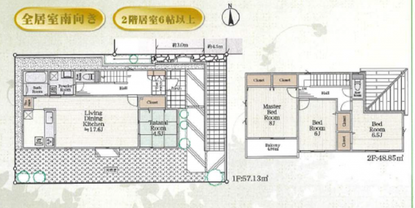 横浜市青葉区たちばな台、新築一戸建ての間取り画像です