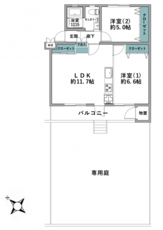 横浜市青葉区千草台、マンションの間取り画像です