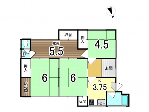 勝浦市川津、中古一戸建ての間取り画像です