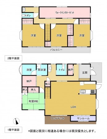 いすみ市大原最上台、中古一戸建ての間取り画像です