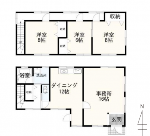 勝浦市中島、中古一戸建ての間取り画像です