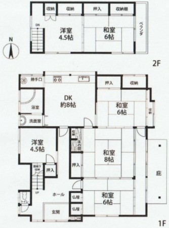 夷隅郡御宿町高山田、中古一戸建ての間取り画像です