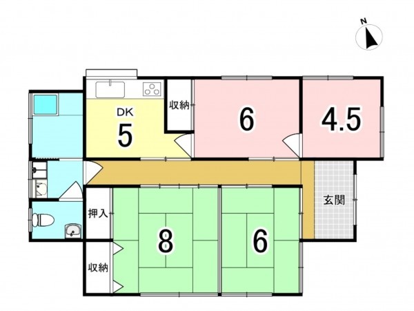 勝浦市松部、中古一戸建ての間取り画像です