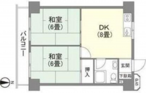 夷隅郡御宿町浜、マンションの間取り画像です