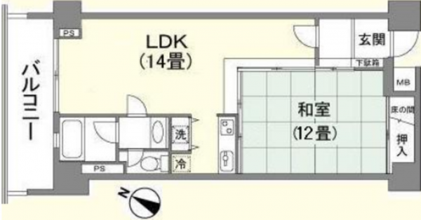 いすみ市岬町、マンションの間取り画像です