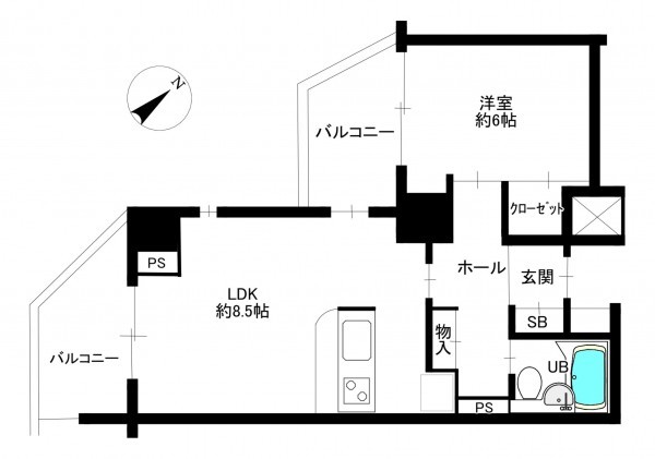いすみ市岬町、マンションの間取り画像です
