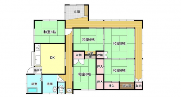 長生郡長南町上小野田、中古一戸建ての間取り画像です