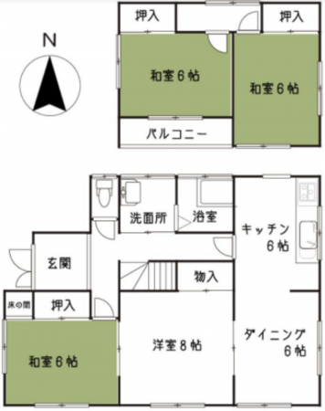 長生郡長南町千田、中古一戸建ての間取り画像です