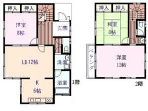 いすみ市大原台、中古一戸建ての間取り画像です