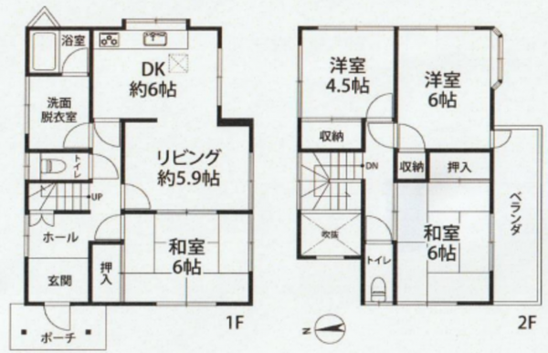 いすみ市岬町、中古一戸建ての間取り画像です