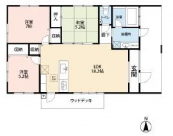 夷隅郡御宿町御宿台、新築一戸建ての間取り画像です