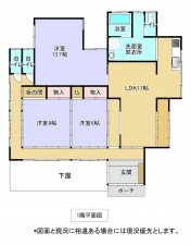 夷隅郡大多喜町粟又、中古一戸建ての間取り画像です