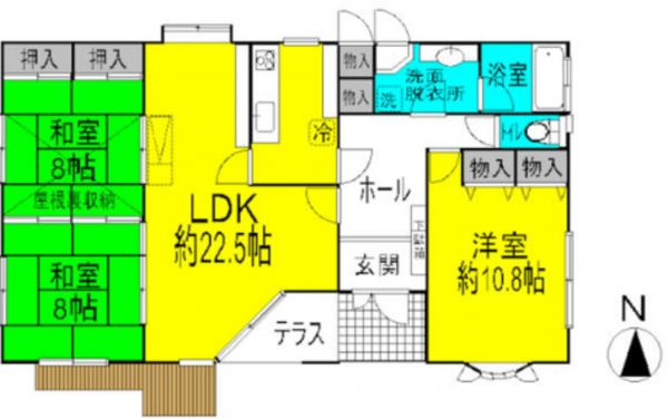夷隅郡御宿町御宿台、中古一戸建ての間取り画像です