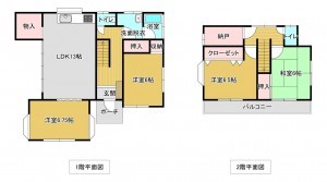 いすみ市佐室、中古一戸建ての間取り画像です