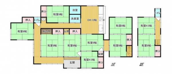 夷隅郡御宿町実谷、中古一戸建ての間取り画像です