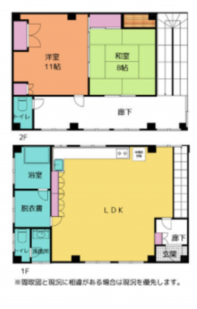 いすみ市大原、収益物件/店舗付住宅の間取り画像です