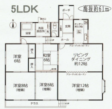 いすみ市大原台、中古一戸建ての間取り画像です