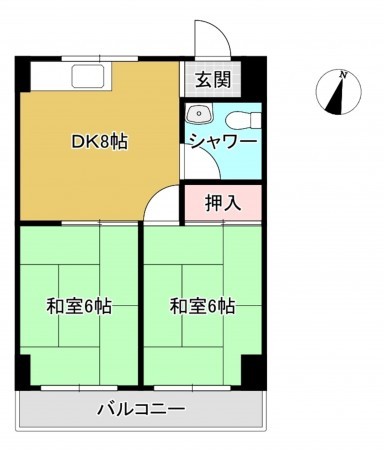 夷隅郡御宿町浜、マンションの間取り画像です