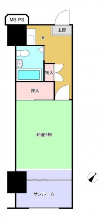 勝浦市沢倉、マンションの間取り画像です