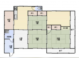 夷隅郡大多喜町田丁、中古一戸建ての間取り画像です