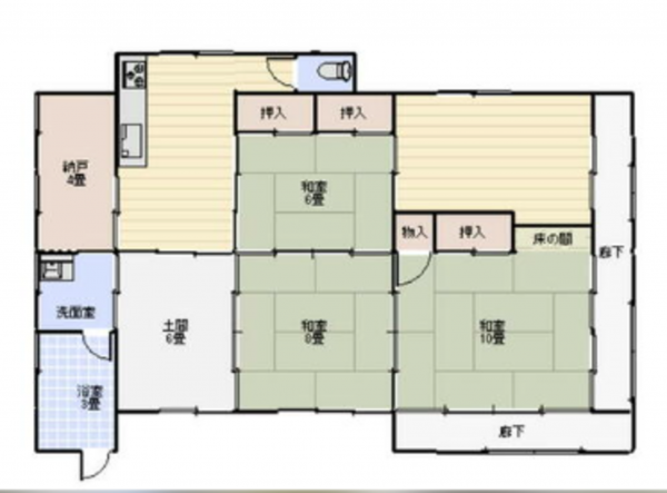 夷隅郡大多喜町田丁、中古一戸建ての間取り画像です