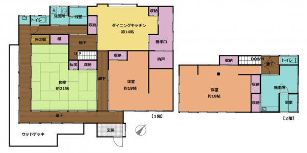 長生郡長南町小生田、中古一戸建ての間取り画像です
