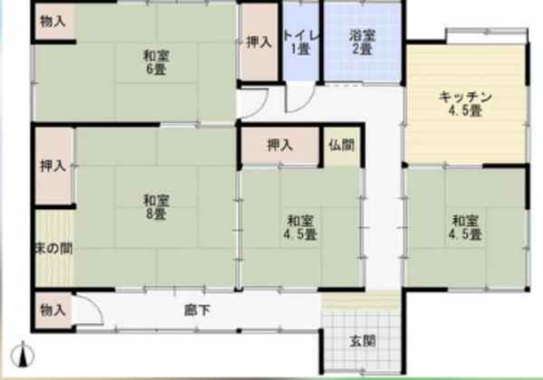 夷隅郡大多喜町横山、中古一戸建ての間取り画像です