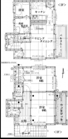 勝浦市守谷、中古一戸建ての間取り画像です