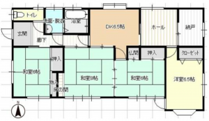 いすみ市深堀、中古一戸建ての間取り画像です