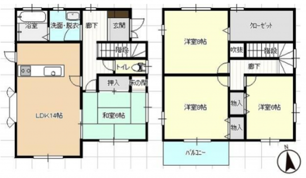 夷隅郡御宿町上布施、中古一戸建ての間取り画像です