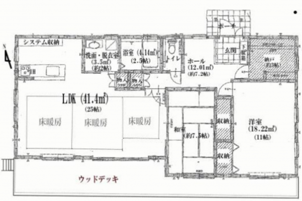 いすみ市大原台、中古一戸建ての間取り画像です