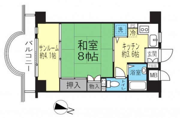 勝浦市興津、マンションの間取り画像です