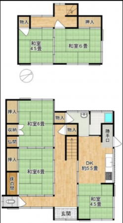 勝浦市浜行川、中古一戸建ての間取り画像です