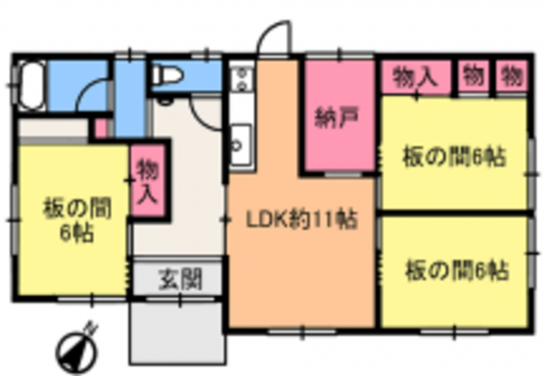 いすみ市岬町、中古一戸建ての間取り画像です