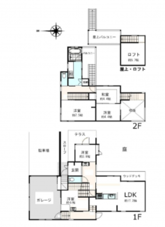 夷隅郡御宿町御宿台、中古一戸建ての間取り画像です