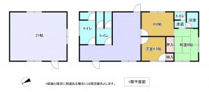 夷隅郡大多喜町横山、収益物件/住宅付店舗の間取り画像です