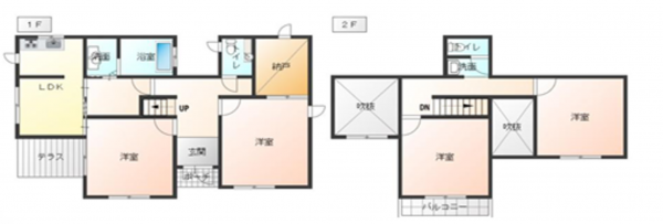夷隅郡御宿町御宿台、中古一戸建ての間取り画像です