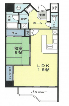 夷隅郡御宿町浜、マンションの間取り画像です