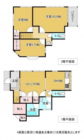 勝浦市串浜、中古一戸建ての間取り画像です