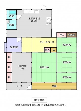 夷隅郡大多喜町部田、中古一戸建ての間取り画像です